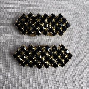 Vintage Musi Rhinestone & Gold Tone Shoe Clips B8